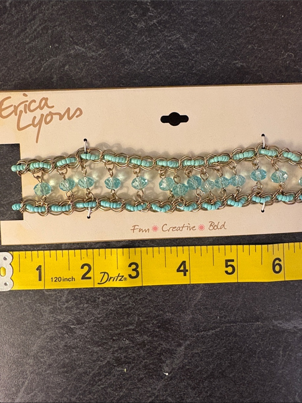 Erica Lyons Aqua Beaded Multi-Row necklace/choker